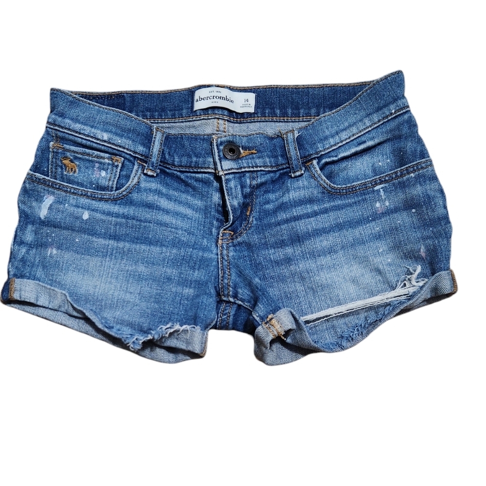 Abercrombie Kids Paint Splatter Distressed Jean Shorts Size 14